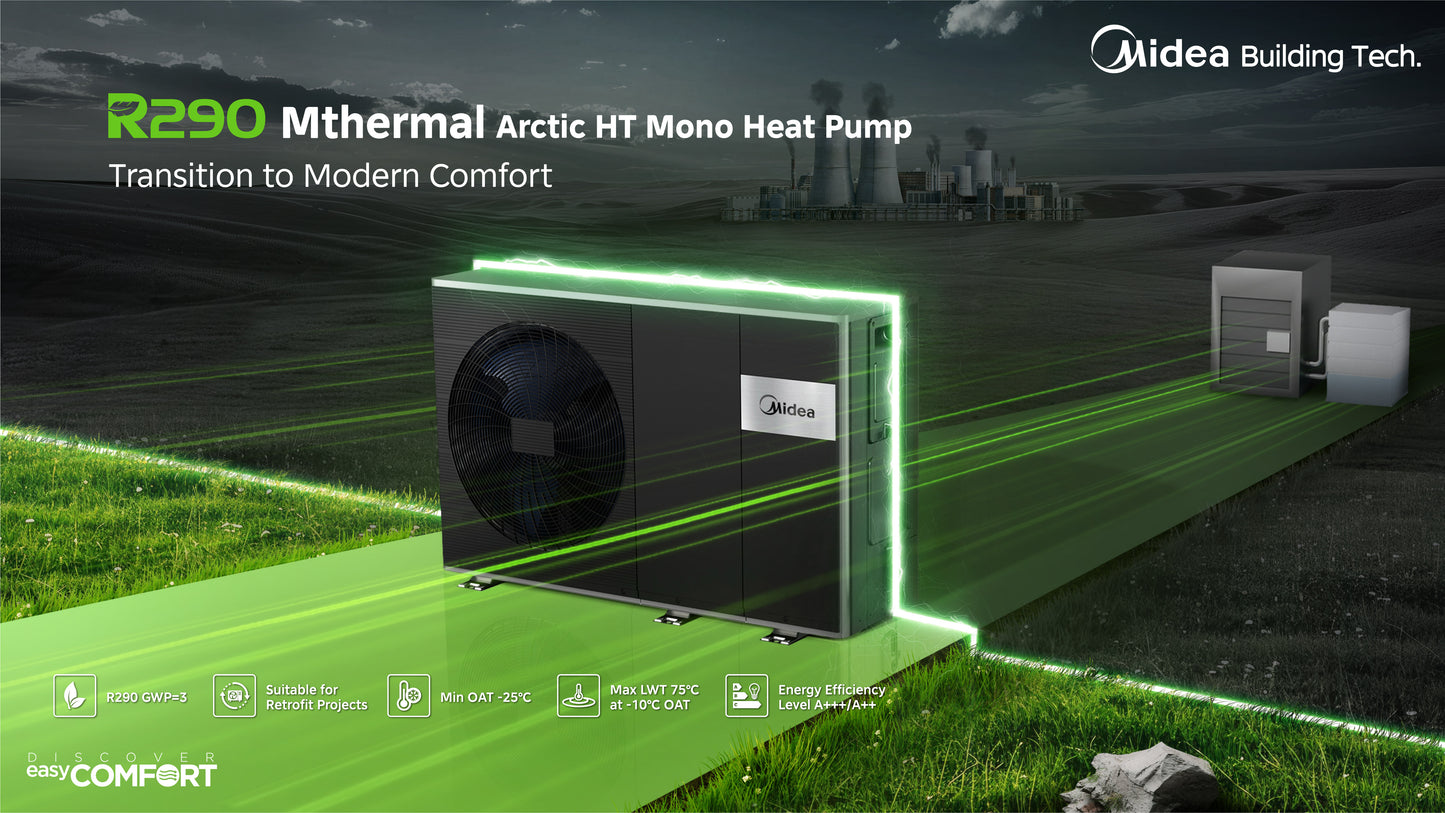 Midea M-Thermal R290 (1 vagy 3 fázis, fűtőbetét 3 vagy 9 kW)
